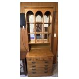 Vintage Wood Hutch Desk with Shelves & Drawers