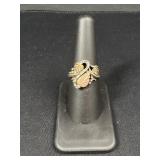 Sterling Silver Black Hills Style Gold Leaf Ring