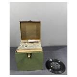 Vintage Record File Box w/ Dividers & 45