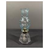 Blue Glass Lamp w/ Eagle Base & Chimney