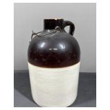 10.5' Stoneware Jug Brown & Cream Glaze