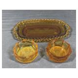 Amber Coin Glass Ashtrays