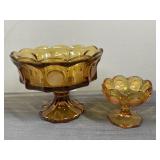 Coin Amber Glass Footed Bowl