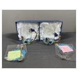 Glassify Tea Cups w Butterfly & Rose Design