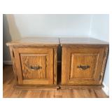 Two wooden side tables