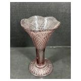Purple Pressed Glass Pedestal Vase