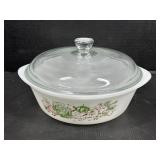 Pyrex Glass Casserole w/ Lid Vegetable Pattern