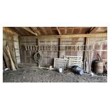 Contents of right side of barn including Ladder