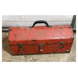 Metal Toolbox, wrenches & Contents
