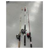 3 Fishing Rod & Reel Combos Zebco & Shakespeare