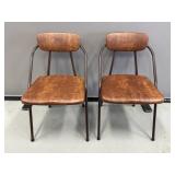 2 Vintage Brown Folding Chairs