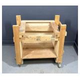Unfinished Wooden Rolling Cart