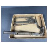Vintage Pipe Wrench, Hammer & Tool Set