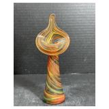 8" Hand Blown Swirl Art Glass Sculpture