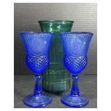George and Martha Washington Cobalt Glass cups