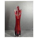 12ï¿½ Ruby Red Stretch Art Glass Vase