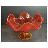 Amberina Red Art Glass Compote Bowl