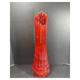 21 ï¿½ Tall Ruby Red Sawtooth Glass Vase