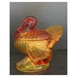 8ï¿½ Imperial Marigold Carnival Glass Turkey