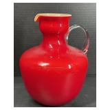 Ruby Red Satin Glass Pitcher