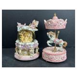 2 Music Boxes Carousel Decor Pieces