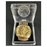 1854 Liberty Gold Tone Coin Money Clip