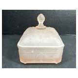 Frosted Pink Candy Dish with Bees on it