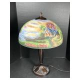 Hand Painted Scenic Glass Table Lamp