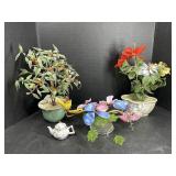 Art Glass Floral Arrangements & Mini Teapot