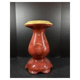 Vintage Red & Yellow Ceramic Pedestal Stand