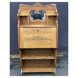 Oak Secretary Desk with Hutch & Mirror
