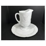 Milk Glass Pitcher and Large Platter