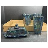 Imperial Grape Carnival Tumblers & Butter Dish
