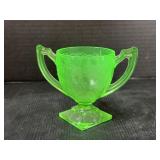 Uranium Green Depression Glass Loving Cup Vase