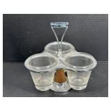 Chrome and Wood Condiment caddy