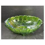 Carnival Glass Green Bowl