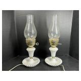 Milk Glass Hobnail Lamps