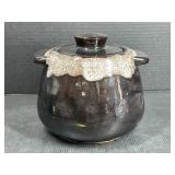 Vintage Brown Drip Glaze Cookie Jar Crock
