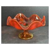 Amberina Art Glass Pedestal Bowl