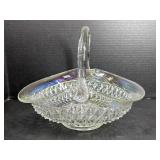 Iridescent Clear Pressed Glass Basket