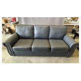 Leather-Like Sofa with Nailhead Trim
