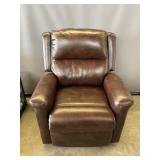 Brown Leather-Like Power Recliner Chair