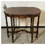 Antique Burled Walnut Scalloped Side Table