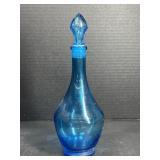 11ï¿½ Vintage Blue Glass Decanter