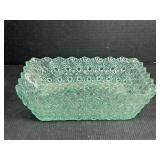 Green Daisy & Button Pressed Glass Tray