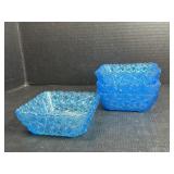 4 Blue Daisy & Button Pressed Glass Bowls