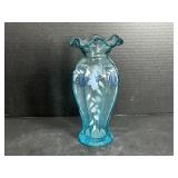 Hand Painted Blue Floral Glass Vase