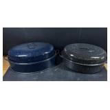 2 Enamelware Roasting Pans