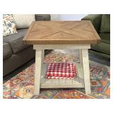 Farmhouse Wood End Table w Shelf