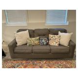 Gray Upholstered Sofa w Accent Pillows